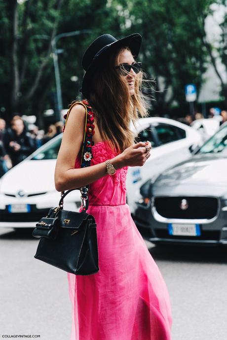 MFW-Milan_Fashion_Week-Spring_Summer_2016-Street_Style-Say_Cheese-Chiara_Ferragni-Pink_Dress-Bandeau-Hat-