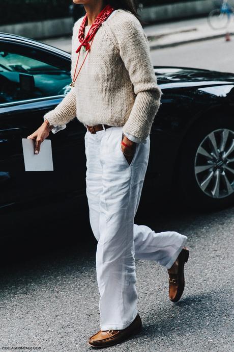 MFW-Milan_Fashion_Week-Spring_Summer_2016-Street_Style-Say_Cheese-White_Trousers-Bandana-Loafers-