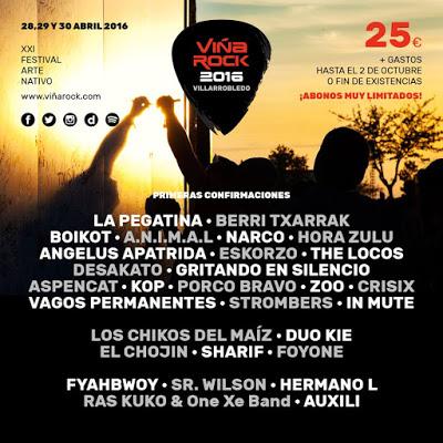 Primeros nombres para el Viña Rock 2016: La Pegatina, Berri Txarrak, Los Chikos del Maíz, Boikot, Narco...