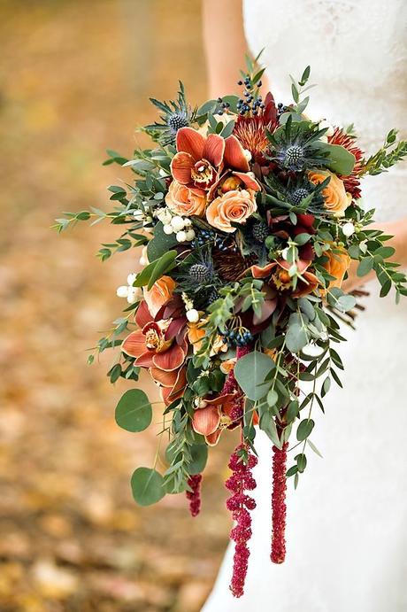 trailing autumn wedding bouquet - copper inspired wedding bouquet by prestige floral studio: 