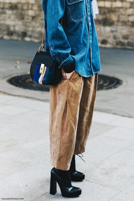 PARIS FASHION WEEK STREET STYLE #1 PFW-Paris_Fashion_Week-Spring_Summer_2016-Street_Style-Say_Cheese-Culotte-Camel-Denim_Shirt-Chloe_Bag-
