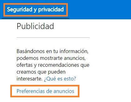 Deshabilitar los anuncios personalizados anuncios personalizados