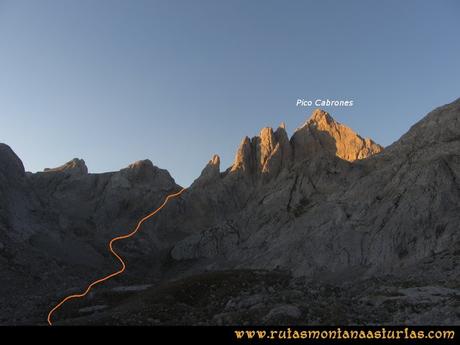 Ruta Cabrones, Torrecerredo, Dobresengos, Caín: Vista del Pico Cabrones