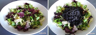 Ensalada de tallarines negros con vinagreta Ensalada de tallarines negros con vinagreta