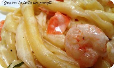 Fusilli con Gambas y Salmón Ahumado fusilli_gambas