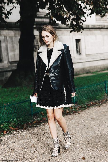 PFW-Paris_Fashion_Week-Spring_Summer_2016-Street_Style-Say_Cheese-Sofia_Sanchez-Snake_Boots-Aviator_Jacket-Chanel-