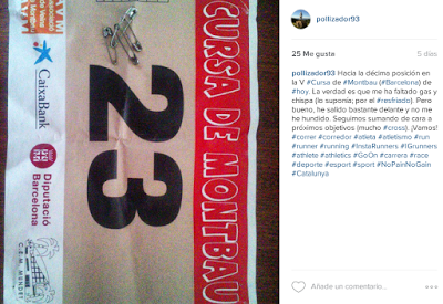 Dejando constancia de mi participación en la V Cursa de Montbau. | Fuente: Instagram Dejando constancia de mi participación en la V Cursa de Montbau. | Fuente: Instagram