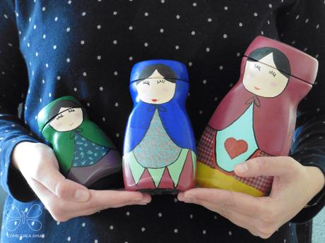 Manualidad de pintar envases de Nescafé como muñecas matrioskas