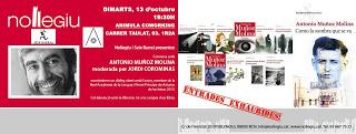 Martes 13, 19:30: charla con Antonio Muñoz Molina en Animula de la mano de Nollegiu Martes 13, 19:30: charla con Antonio Muñoz Molina en Animula de la mano de Nollegiu