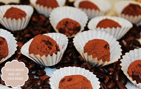 TRUFAS DE CHOCOLATE NEGRO, CAFÉ Y LICOR DE NARANJA