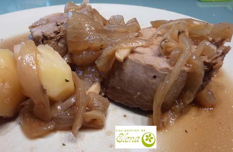 Sollomillo encebollado con cerveza negra Sollomillo encebollado con cerveza negra