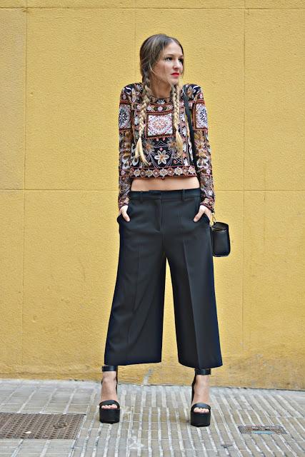 EMBROIDERED TOP & CULOTTE PANTS