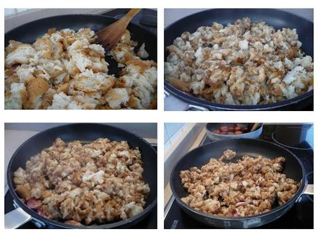 Cómo hacer unas buenas migas con chorizo, uvas y huevo frito