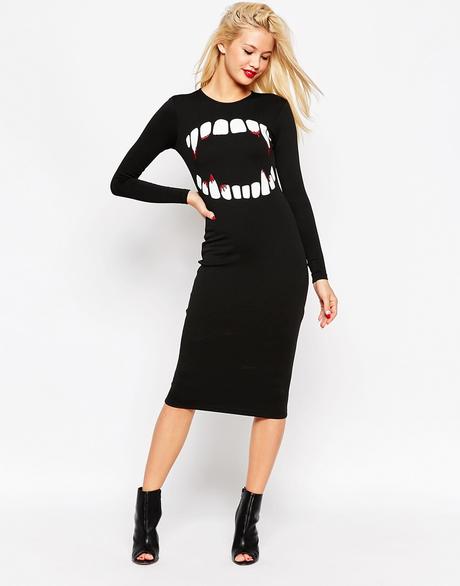 Imagen 1 de Vestido a media pierna con dientes de vampiro y purpurina Halloween de ASOS