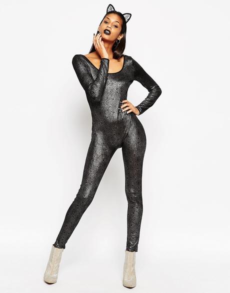 Imagen 1 de Malla de cuerpo entero de Halloween con estampado de telaraña metalizada de ASOS