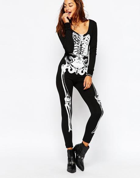 Imagen 1 de Mono largo de manga larga con diseño de esqueleto de Missguided