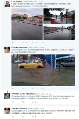 El alcalde de Almería inunda de indignados las redes sociales tras las fuertes lluvias caídas en la ciudad