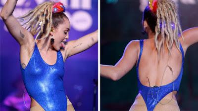 Miley Cyrus con el trasero a la vista en concierto benéfico