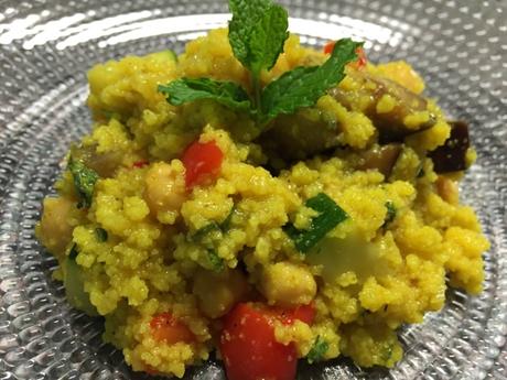 Cous cous con verduras y garbanzos.