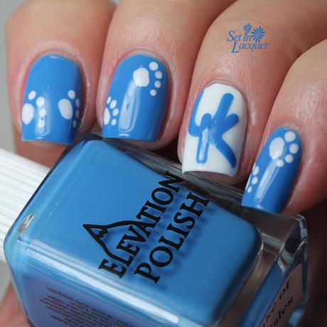 Blue and White Nails