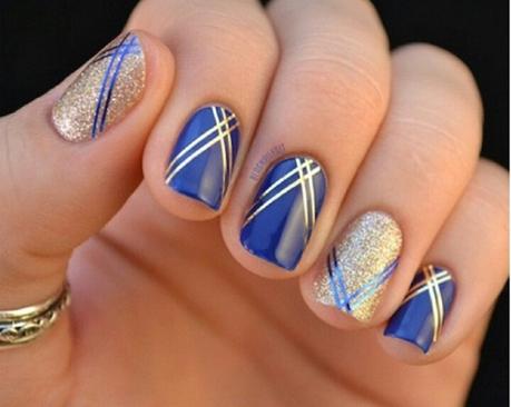 Blue and White Nails