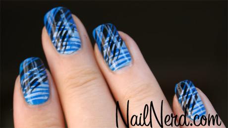 Blue and White Nails