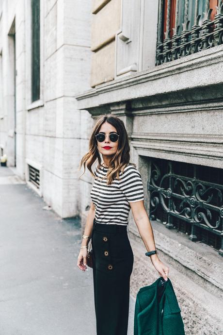 Large Buttons Salvatore_Ferragamo-Striped_Top-GReen_Jacket-MFW-Milan_Fashion_Week-Outfit-Street_Style-Collage_Vintage-7