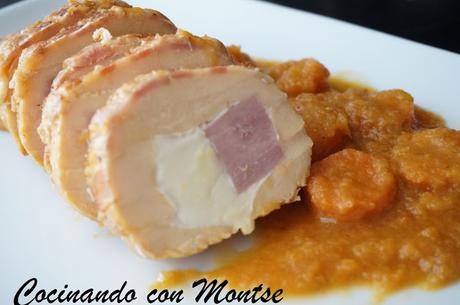 Pollo relleno con salsa de zanahorias Pollo relleno con salsa de zanahorias