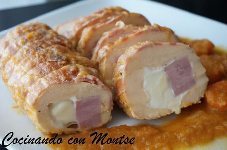 Pollo relleno con salsa de zanahorias Pollo relleno con salsa de zanahorias