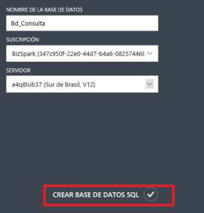 Crear Base de Datos en Azure