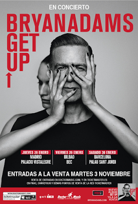 Bryan Adams en enero de 2016 en Madrid, Bilbao y Barcelona