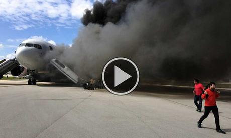 Avión que partía a Venezuela se incendia en aeropuerto de La Florida incendio