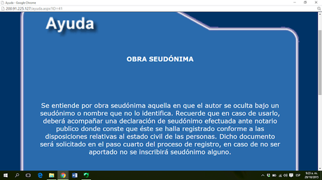 Antro Narrativo Pantallazo Dirección Nacional de Autor Mi desventura con el seudónimo