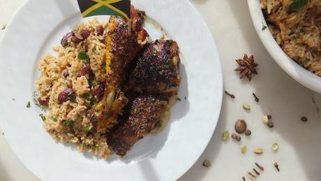 Pollo Jerk y arroz con guisantes, el sabor del caribe Pollo Jerk y arroz con guisantes, el sabor del caribe