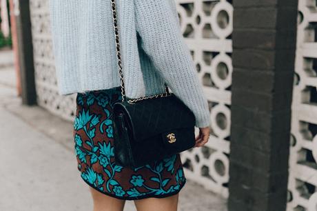 Hollywood Center Floral_Skirt-Blue_Knit-Light_Blue-Chanel_Shoes-Chanel_Bag-Outfit-LA-49