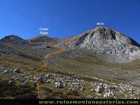 Ruta Jito Escarandi Cueto Tejao:  Vista del camino al Cueto Tejao y Boro