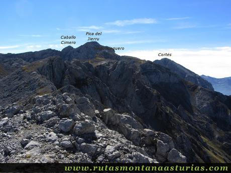 Ruta Jito Escarandi Cueto Tejao: Vista de la Pica del Jierru y Cortés desde Cueto Tejao