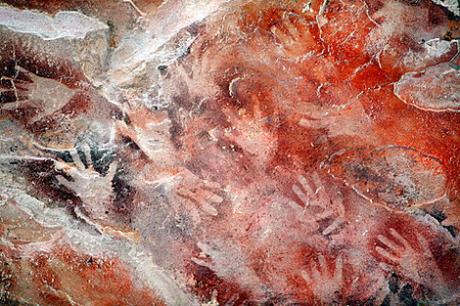 LOS WANDJINAS Hand stencils at Ubirr Aboriginal rock art site in Kakadu National Park, Northern Territory, Australia