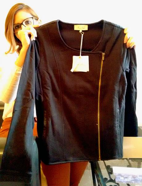 Chaqueta negra Marie Sixtine con cremallera lateral y brillo Paris Box