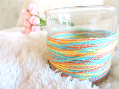 Cómo reciclar los vasos de las velas: DIY rápido y súper fácil diy, fácil, bonito, vasos de cristal, sencillo, rápido, barato, económico, velas, portavelas, vasos de velas, botes, decoración, otoño, lana, cuerda, manualidad