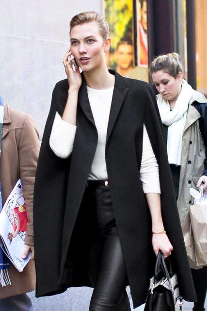 Arrasan las chaquetas capas. Dña. Letizia ya tiene la suya y es de Zara cape Karlie Klos