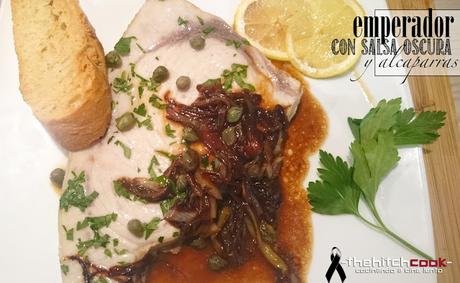 Emperador con salsa oscura y alcaparras Emperador con salsa oscura y alcaparras