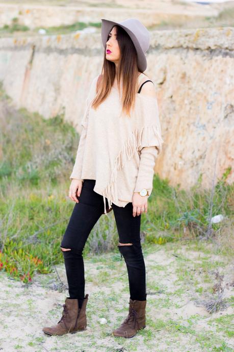 Casual Boho jersey de flecos