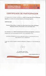 Método Apollo: Comunicación en la XXXVII Jornada Nacional de Endoscopia Método Apollo: Comunicación en la XXXVII Jornada Nacional de Endoscopia
