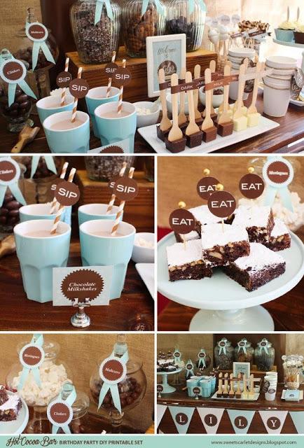 Buffet de chocolate caliente para bodas de otoño y de invierno - Foto: Etsyv