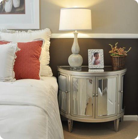 Gorgeous! I need the lamp and the red shams/pillows...oh, just throw in the mirrored nightstand, too!: 