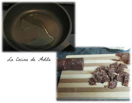 Tapa de morcilla, con gulas Tapa de morcilla, con gulas