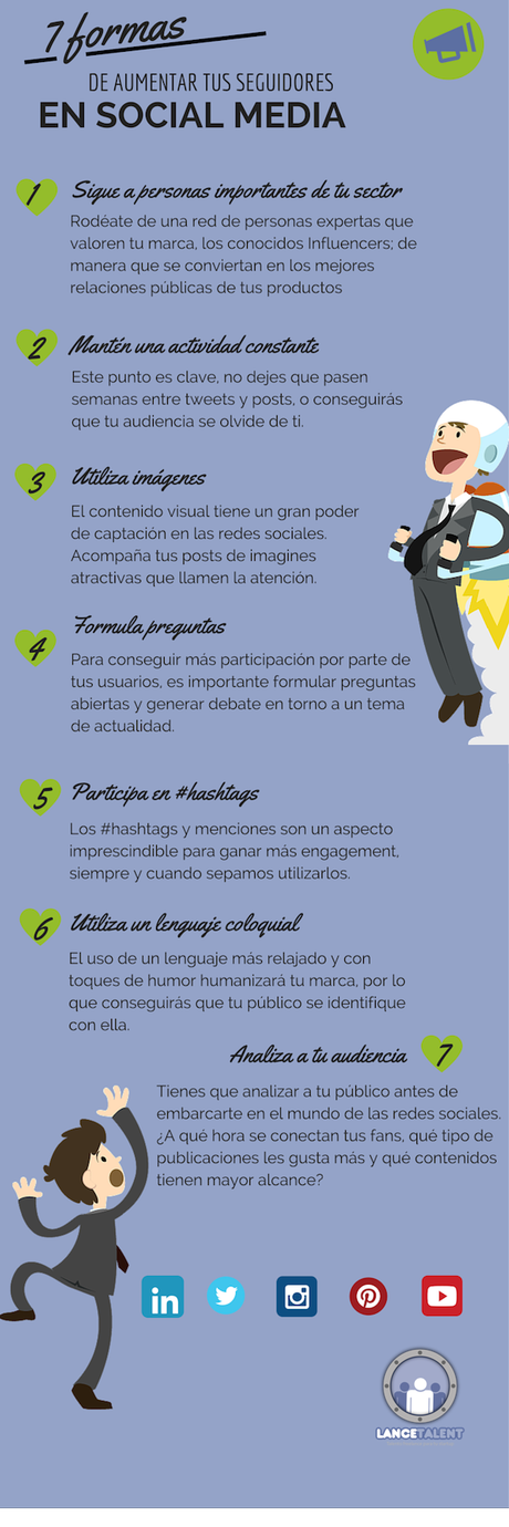 7 formas de aumentar tu seguidores en redes sociales