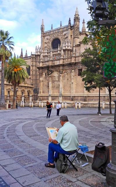 Pintando  sobre la Catedral