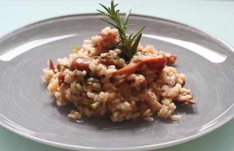 Arroz Meloso con Níscalos, Jamón Ibérico y Ajetes al aceite de Trufa